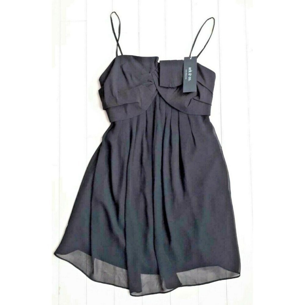 ARK  & CO Evening Strap Black Chiffon Dress ( S )